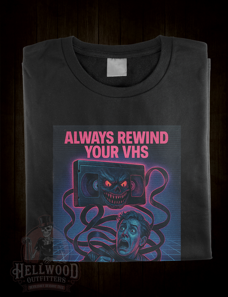 VHS tape revenge monster Always Rewind Your VHS t-shirt