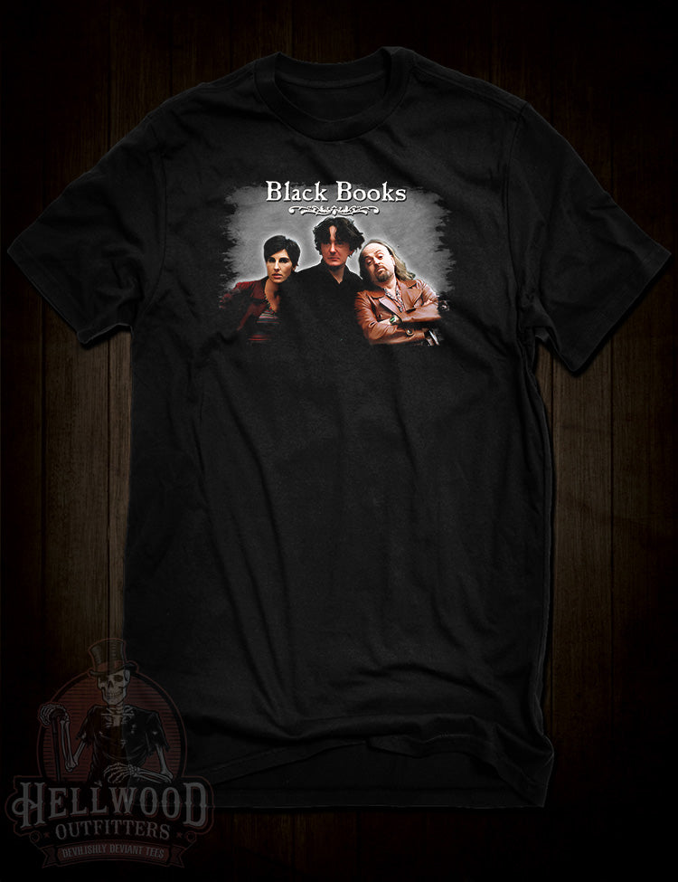 Black Books T-Shirt – Cult Comedy Sitcom Tribute – Hellwood Outfitters