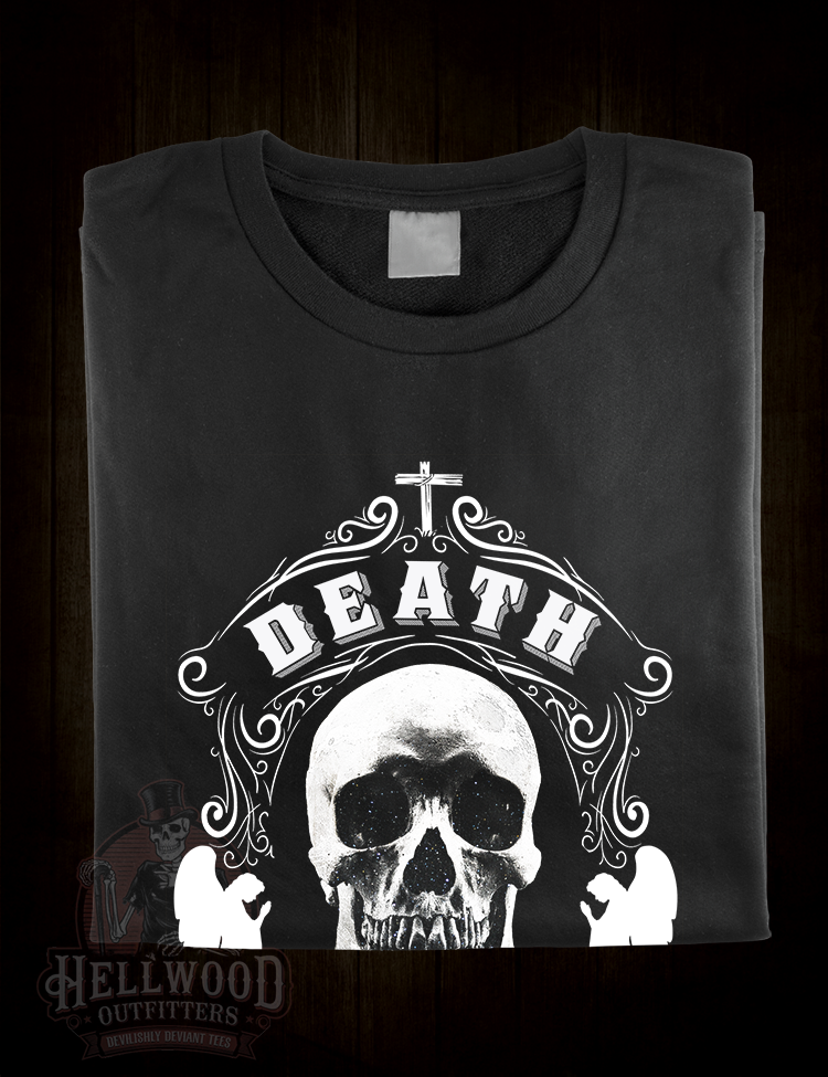 Skull and gothic lettering Death Is Not The End tee
