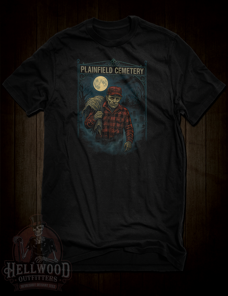 Plainfield Cemetery Ed Gein horror art tee