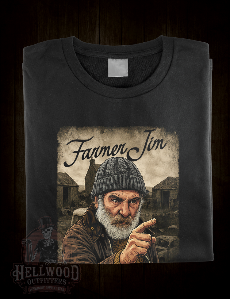 Farmer Jim dark humour comedy t-shirt for fans