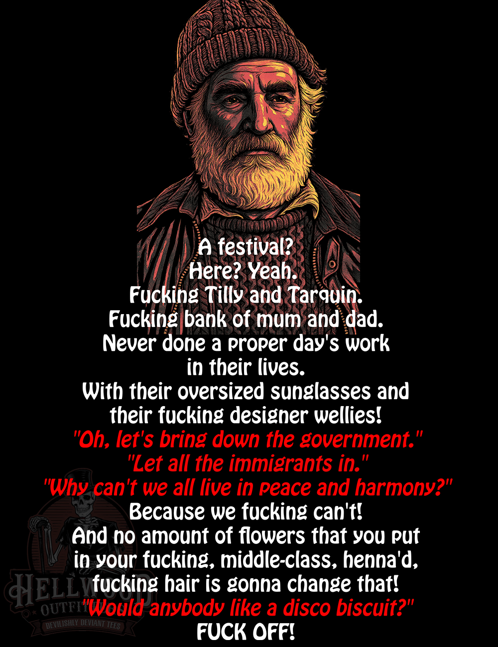 British comedy icon Farmer Jim graphic tee