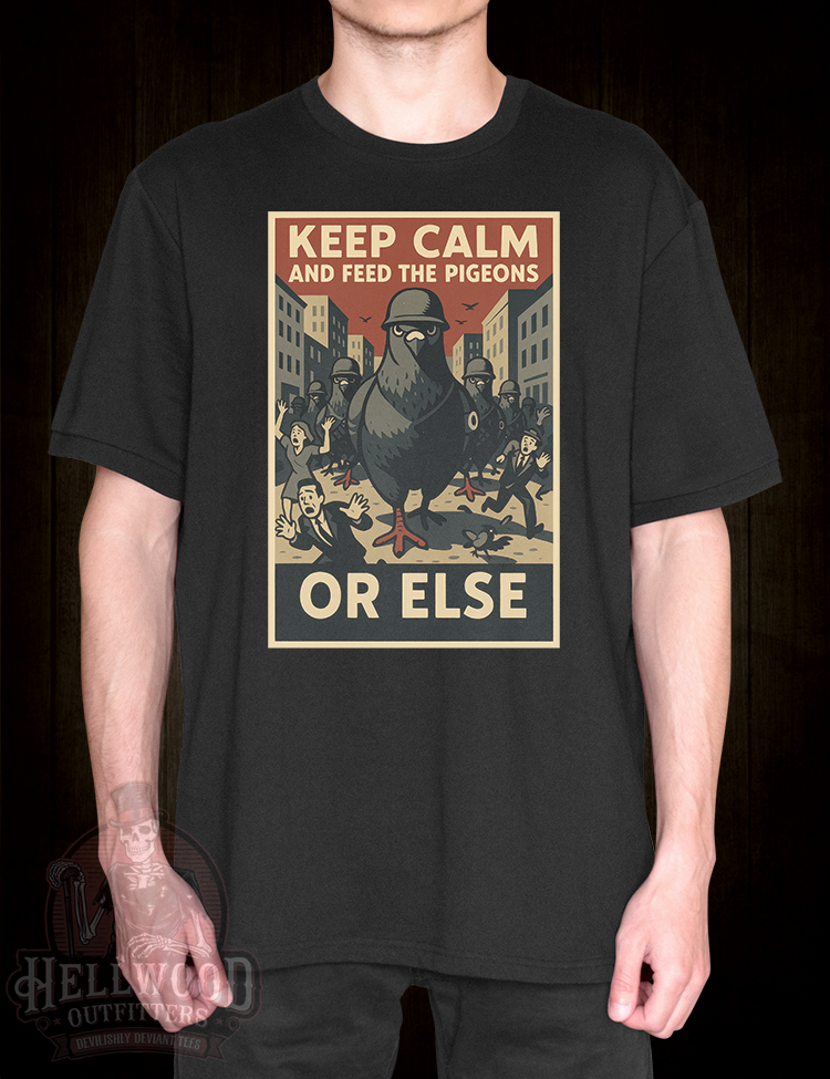 Keep Calm and Feed the Pigeons urban parody shirt