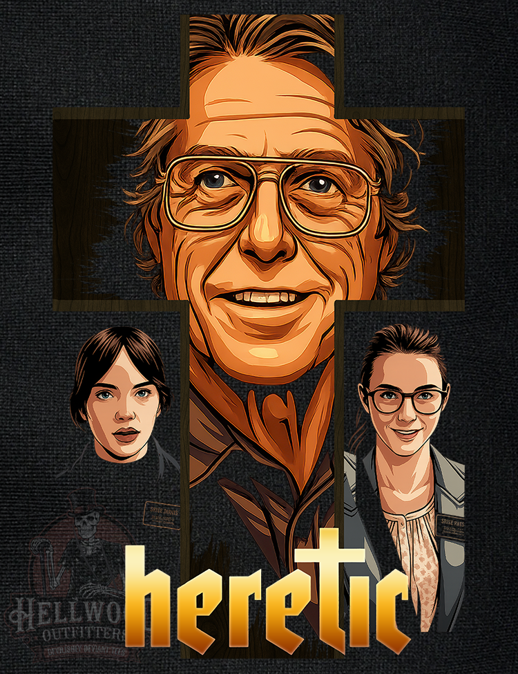 Hugh Grant horror movie shirt design Heretic tribute