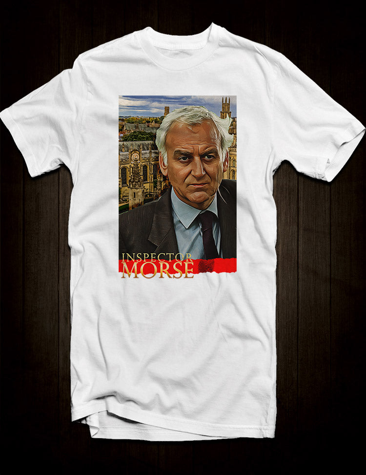 White T-Shirt featuring John Thaw as the Inimitable Inspector Morse