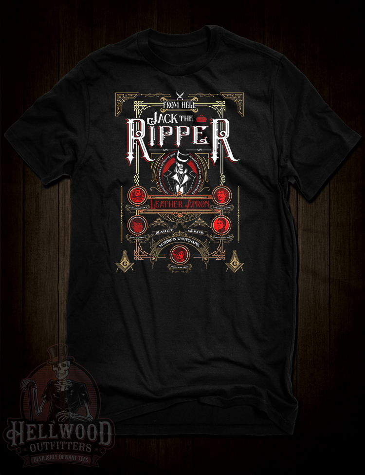 Ornate Jack the Ripper Victorian true crime t-shirt