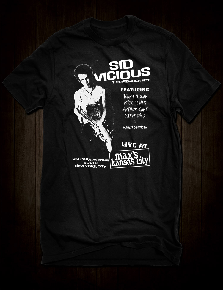 Sid Vicious Live At Max's T-Shirt from Hellwood Outfitters Sid Vicious Live At Max's T-Shirt from Hellwood Outfitters