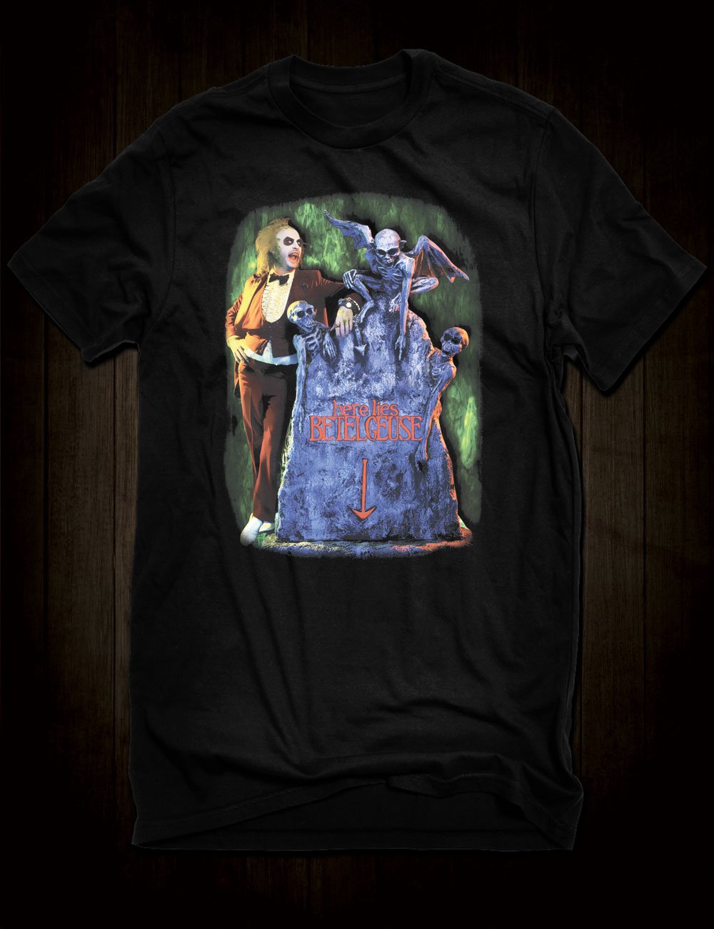 thumbnail image 2 of Beetlejuice Movie Poster Inspired Unisex Black T-Shirt | Distressed Graphic Tee | Urban Foxx 2 of 5