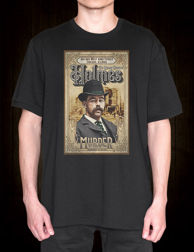 Striking Image of H.H. Holmes on True Crime Inspired T-Shirt