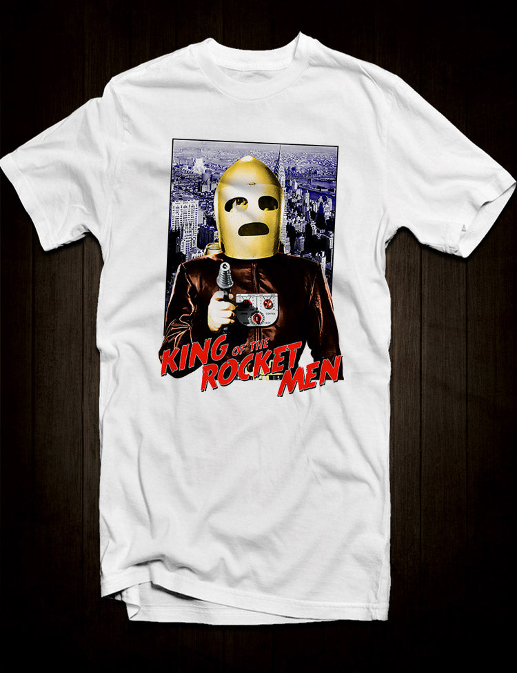 King of the Rocket Men t-shirt featuring the iconic helmet
