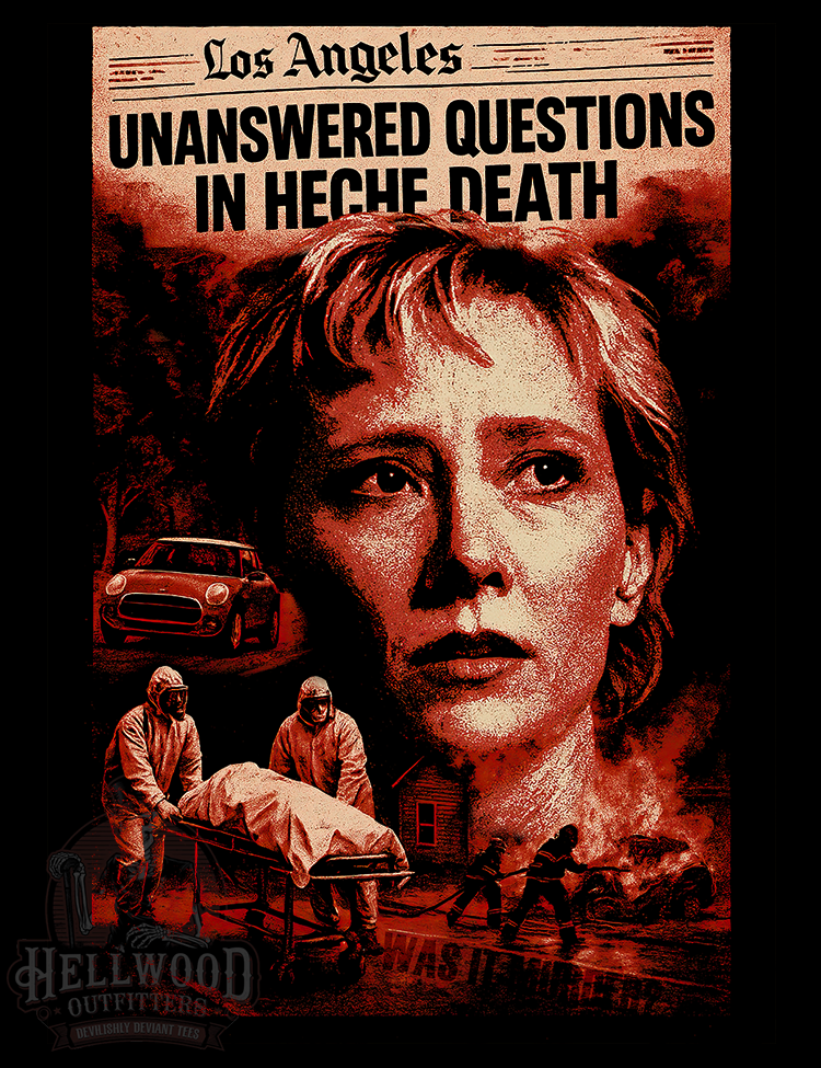Stylized Anne Heche tribute shirt with dark theme