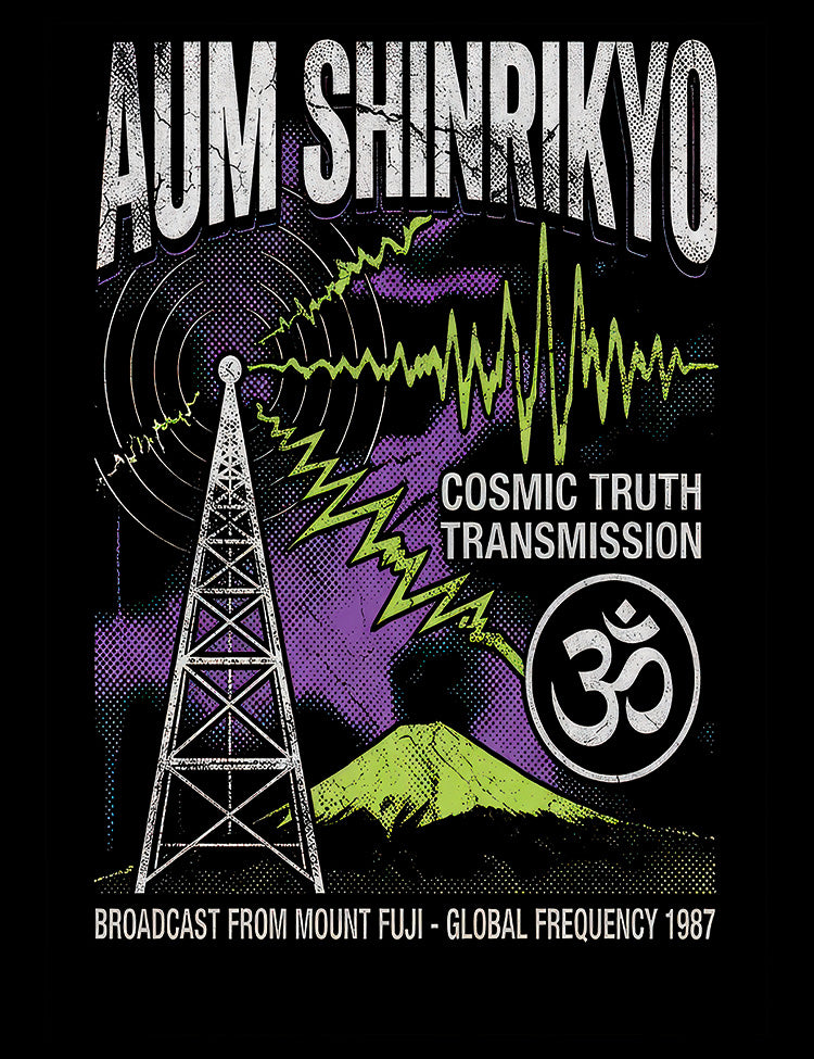 Japanese cult T-shirt featuring Aum Shinrikyo imagery