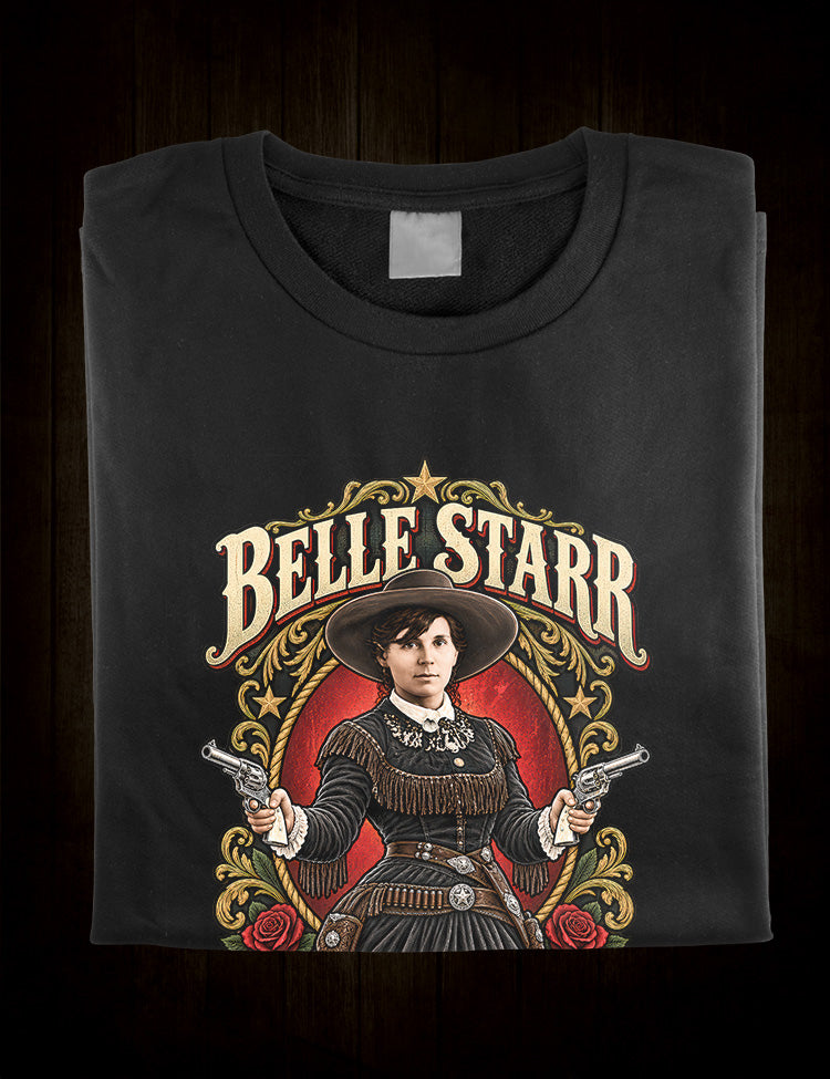 Belle Starr Old West graphic inspired by Younger's Bend and frontier history