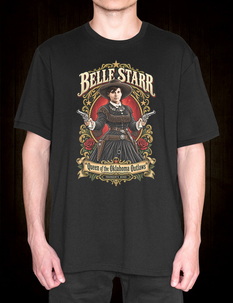 Old West Belle Starr design inspired by nineteenth-century outlaw folklore