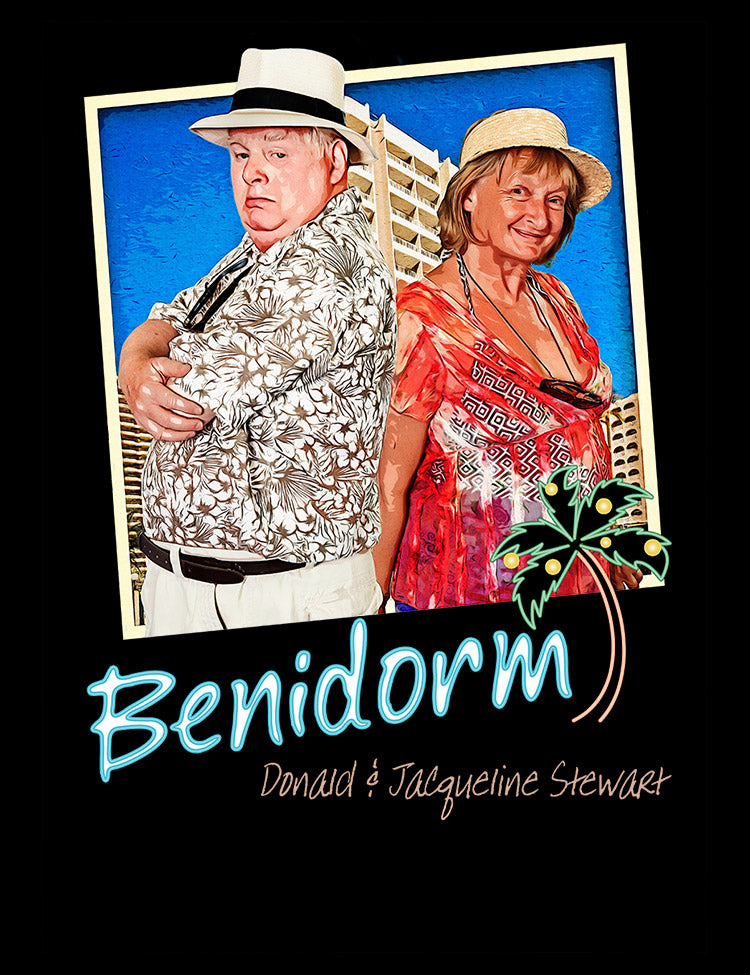 Benidorm Donald and Jacqueline Stewart T-shirt - Classic Sitcom-inspired Apparel
