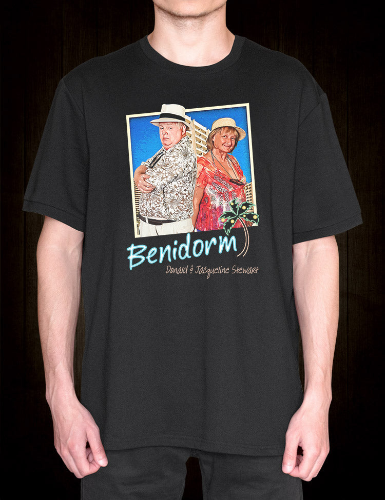 Vibrant Donald and Jacqueline Stewart Tee - Benidorm Sitcom Tribute