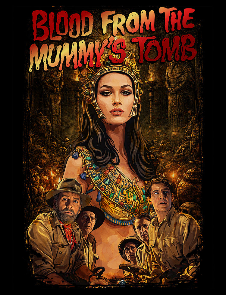 Valerie Leon Queen Tera mummy tomb horror illustration