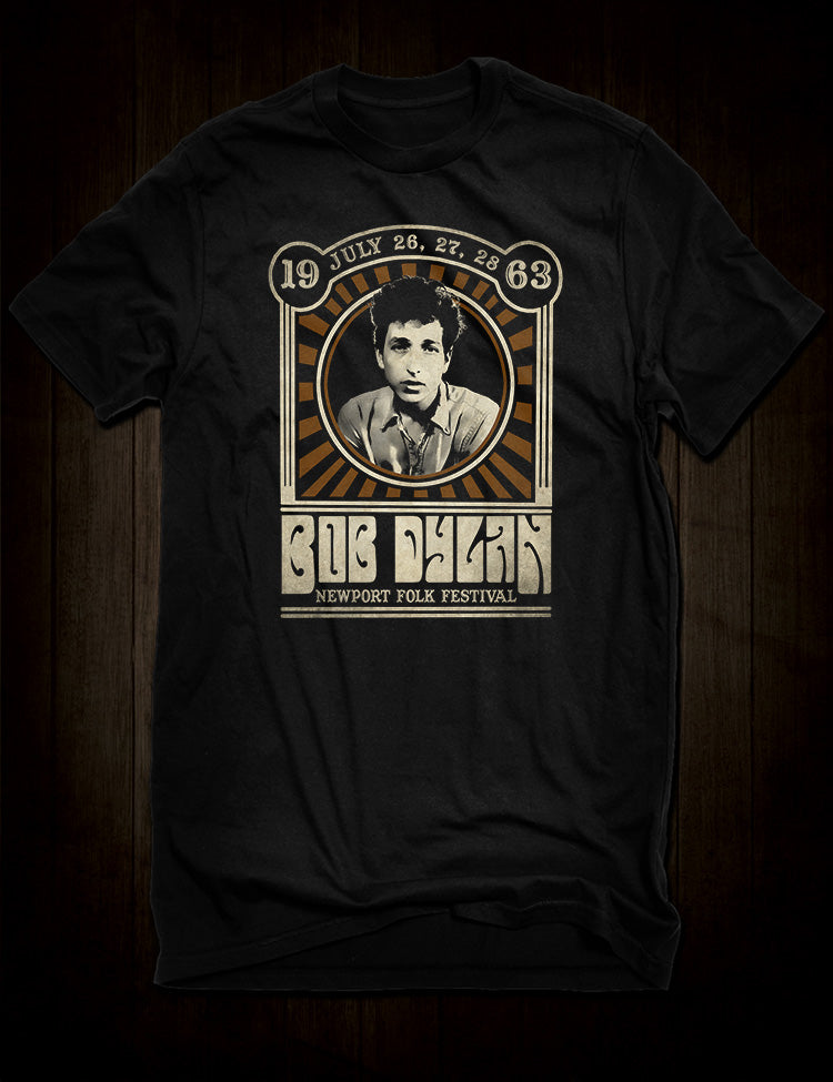 Black Bob Dylan T-Shirt Newport Folk Festival 1963