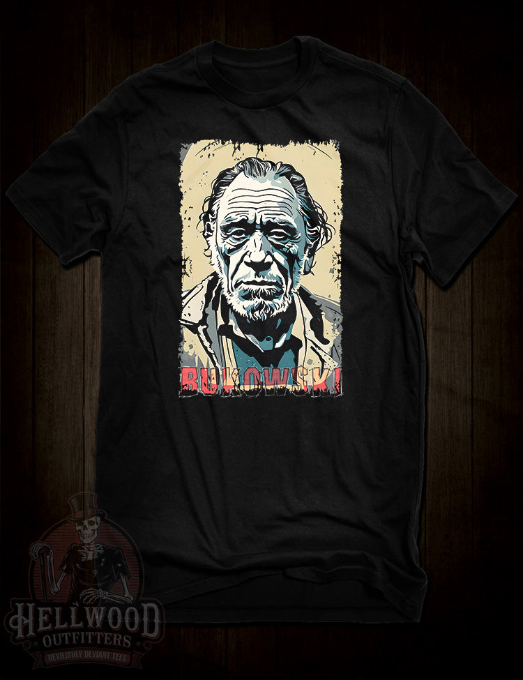 Charles Bukowski-inspired graphic tee, perfect for fans of literature and counterculture.