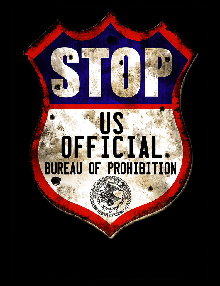 1920s Prohibition Bureau seal and badge tee