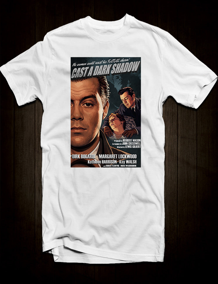 Film noir T-shirt featuring Dirk Bogarde as the murderous Teddy Bare