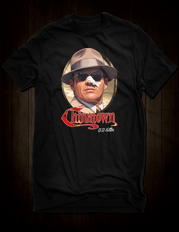 Chinatown JJ Gittes T-shirt design featuring noir detective portrait
