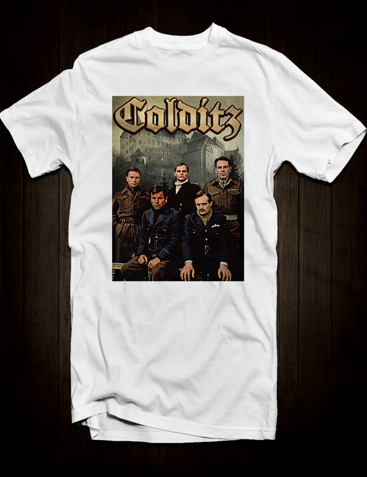 Colditz t-shirt capturing the spirit of the legendary Colditz prisoners