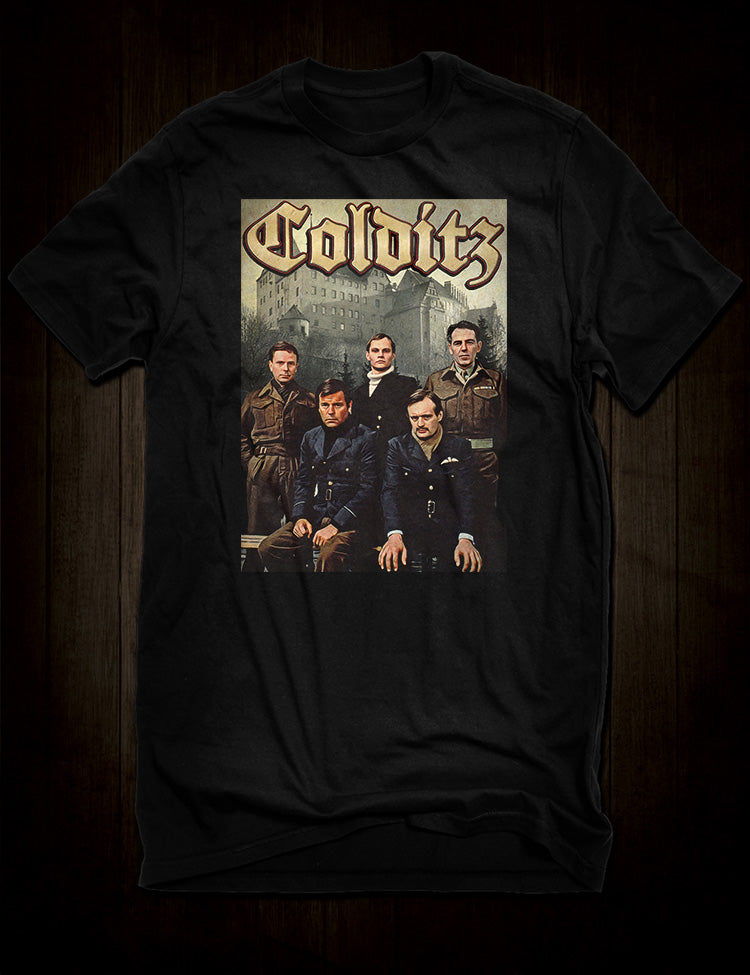 Colditz TV series inspired t-shirt featuring the iconic Colditz castle