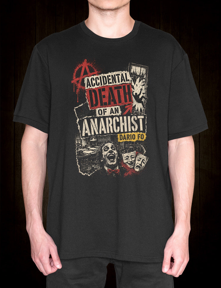 Morte accidentale di un anarchico T-shirt celebrating Dario Fo's famous play