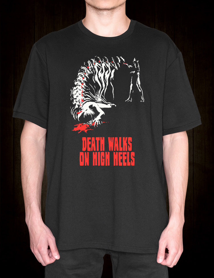 classic giallo movie Death Walks On High Heels t-shirt