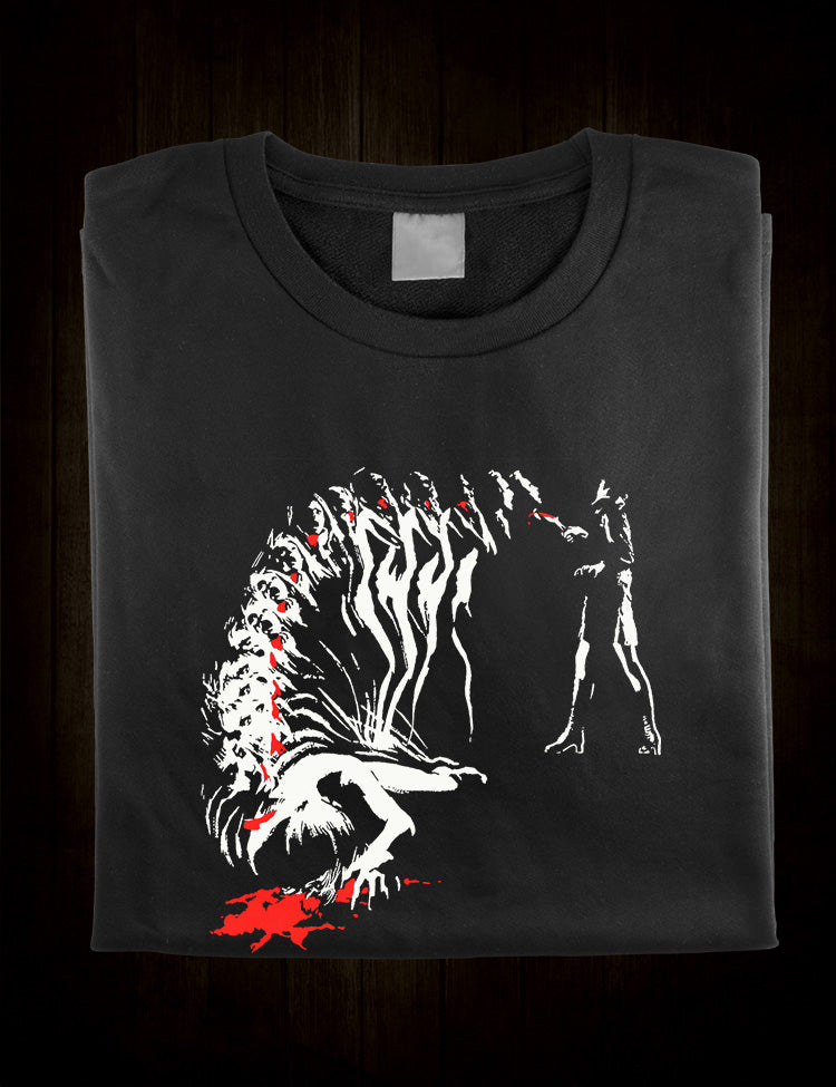 cult horror Death Walks On High Heels poster style art tee
