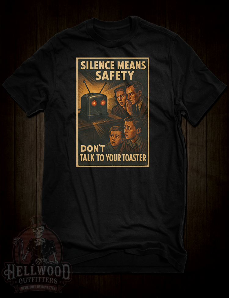 Don’t Talk To Your Toaster retro propaganda style t-shirt design