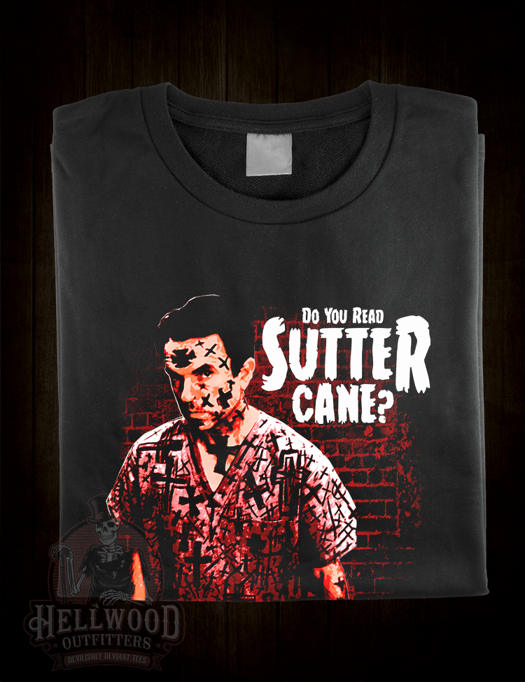 Sam Neill cross-marked face horror movie shirt