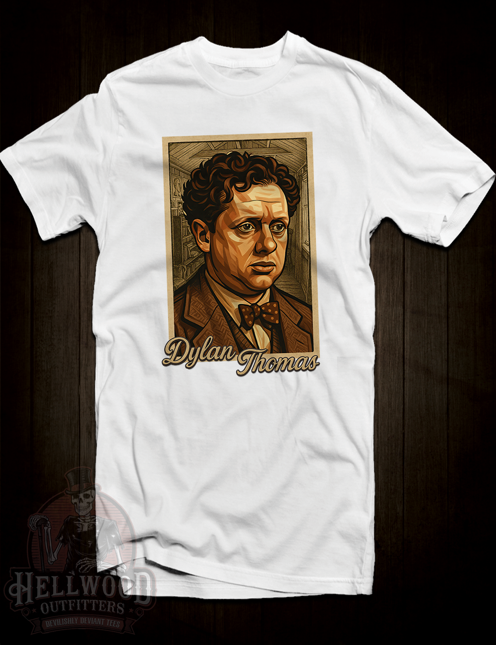 Cult author Dylan Thomas print t-shirt design