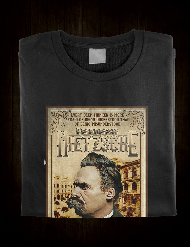 Friedrich Nietzsche T-Shirt: A stylish tribute to the German philosopher and cultural critic.