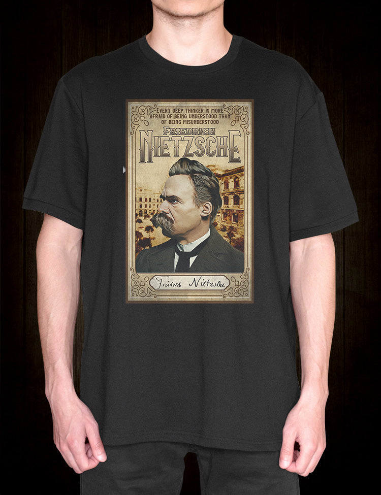 Friedrich Nietzsche T-Shirt: The perfect gift for any fan of philosophy or simply someone who enjoys thought-provoking ideas.