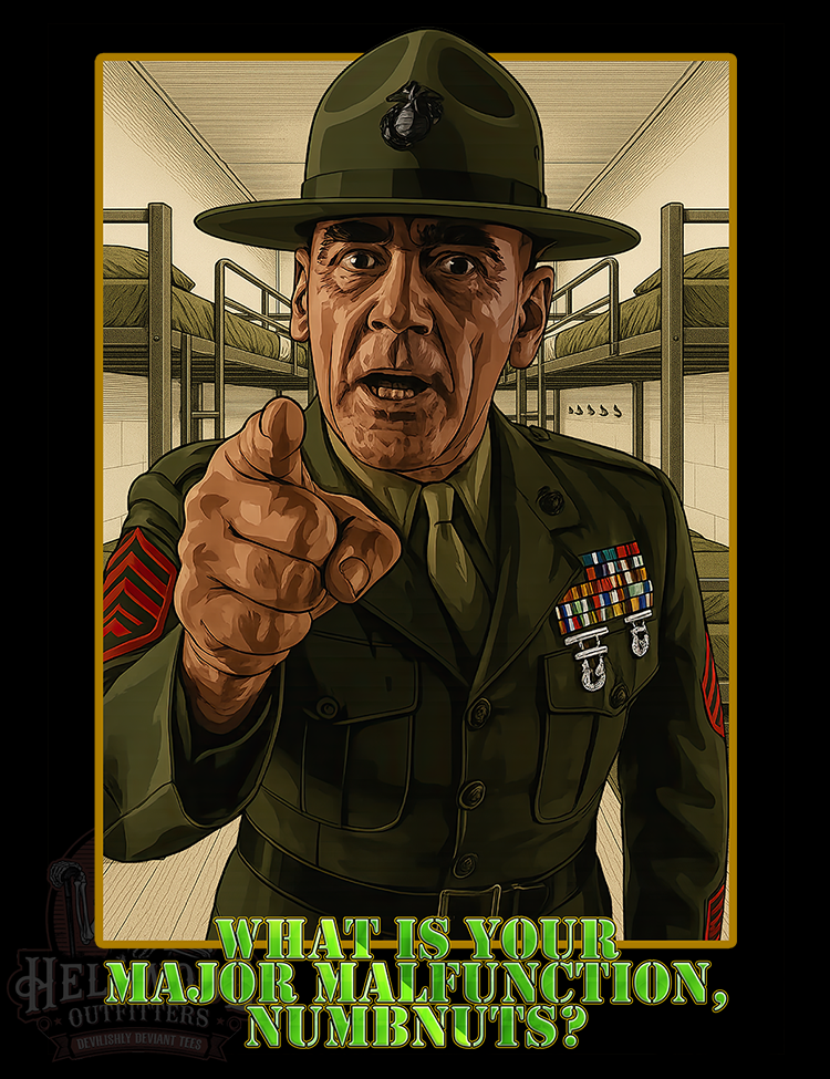 Full Metal Jacket numbnuts quote in bold green text