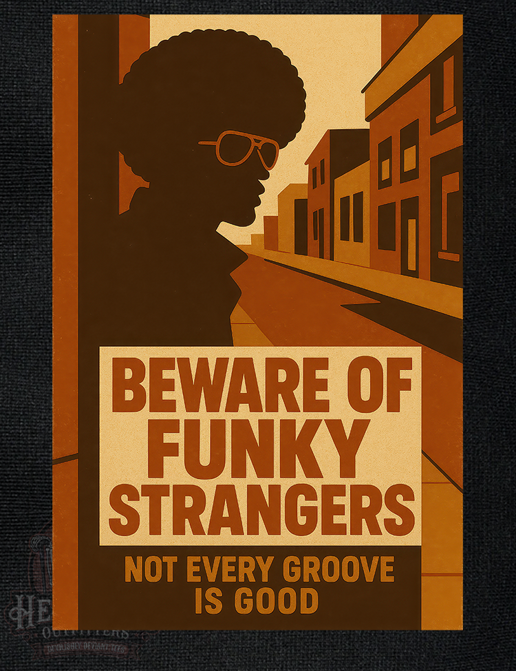 Vintage funk paranoia PSA style poster shirt