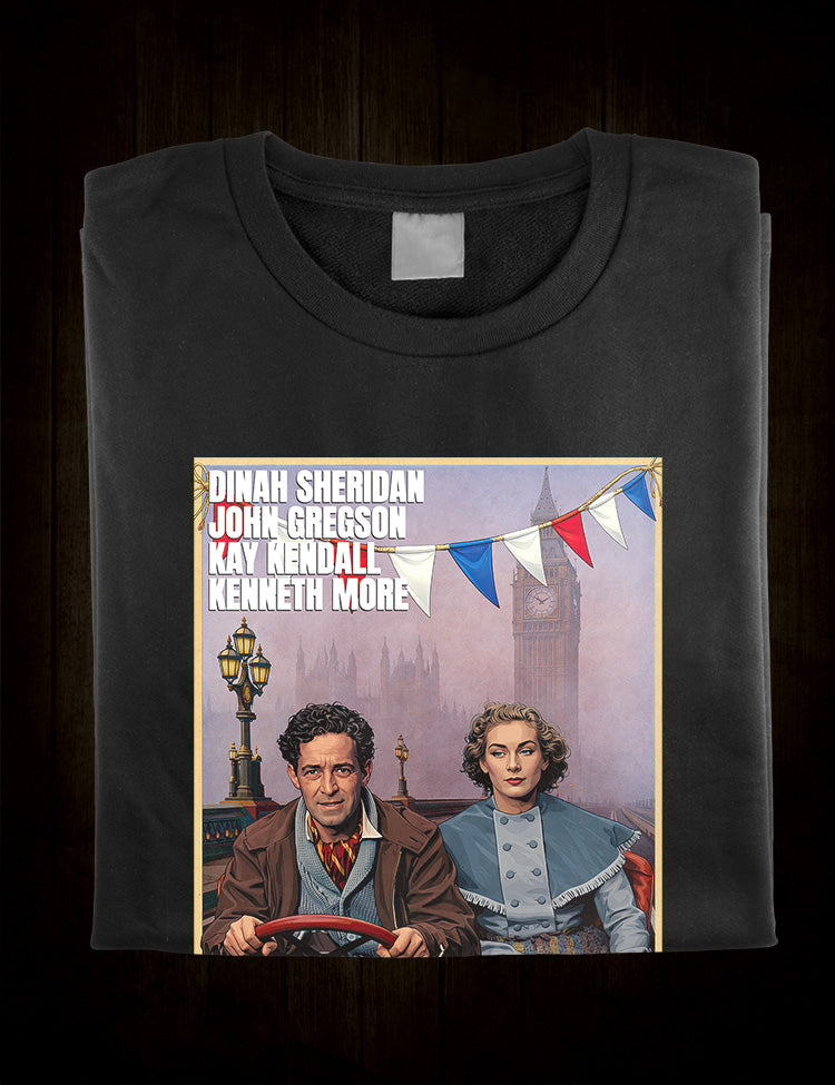 Retro British comedy film Genevieve illustrated movie-style design