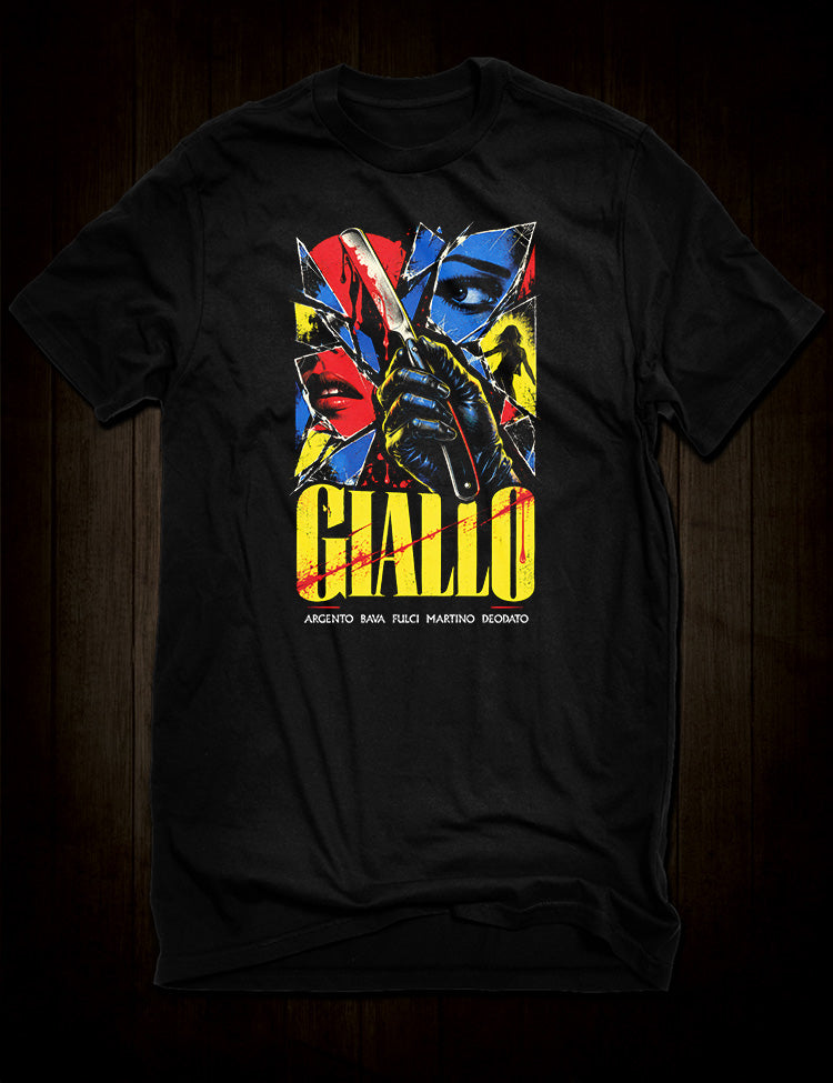 Giallo Tribute T-Shirt inspired by classic Italian horror and thriller cinema