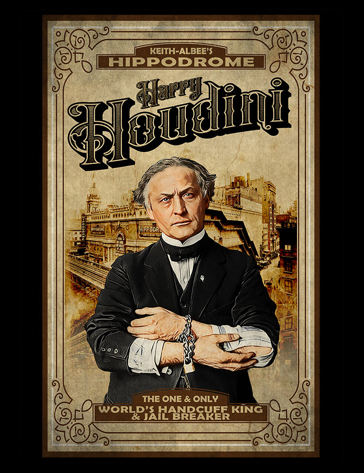 Vintage Theater Shirt - Houdini's Iconic Performances at Keith Albee's Hippodrome