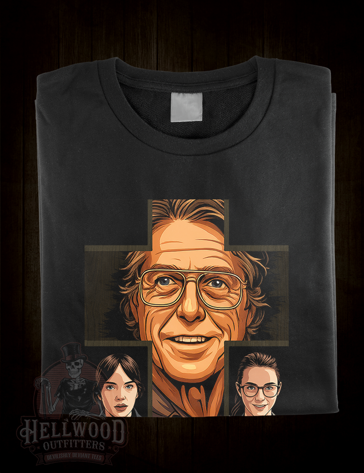 Hugh Grant in Heretic horror shirt for film fans