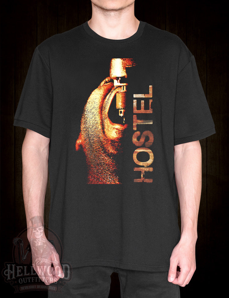 Dark and brutal Hostel horror fan t-shirt