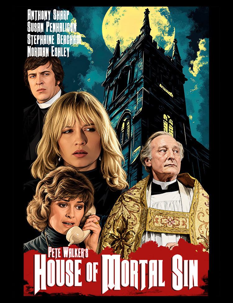Pete Walker cult horror design based on House of Mortal Sin