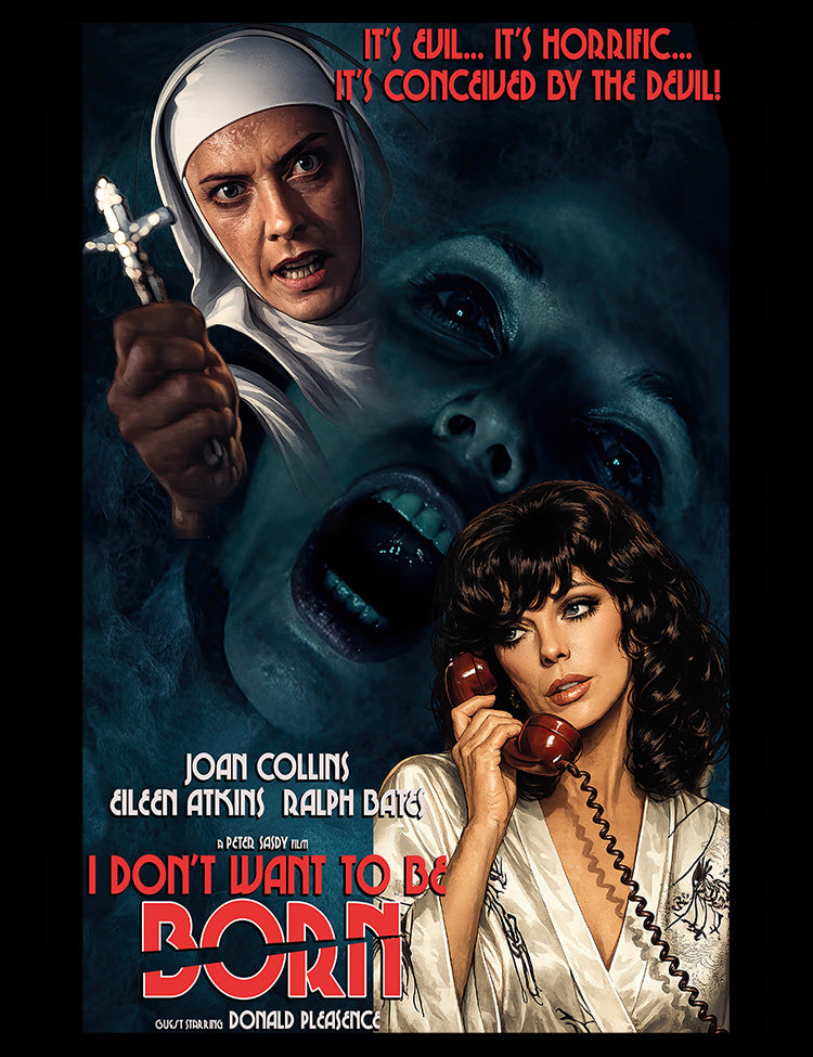 Joan Collins supernatural horror movie T-shirt from I Don’t Want To Be Born