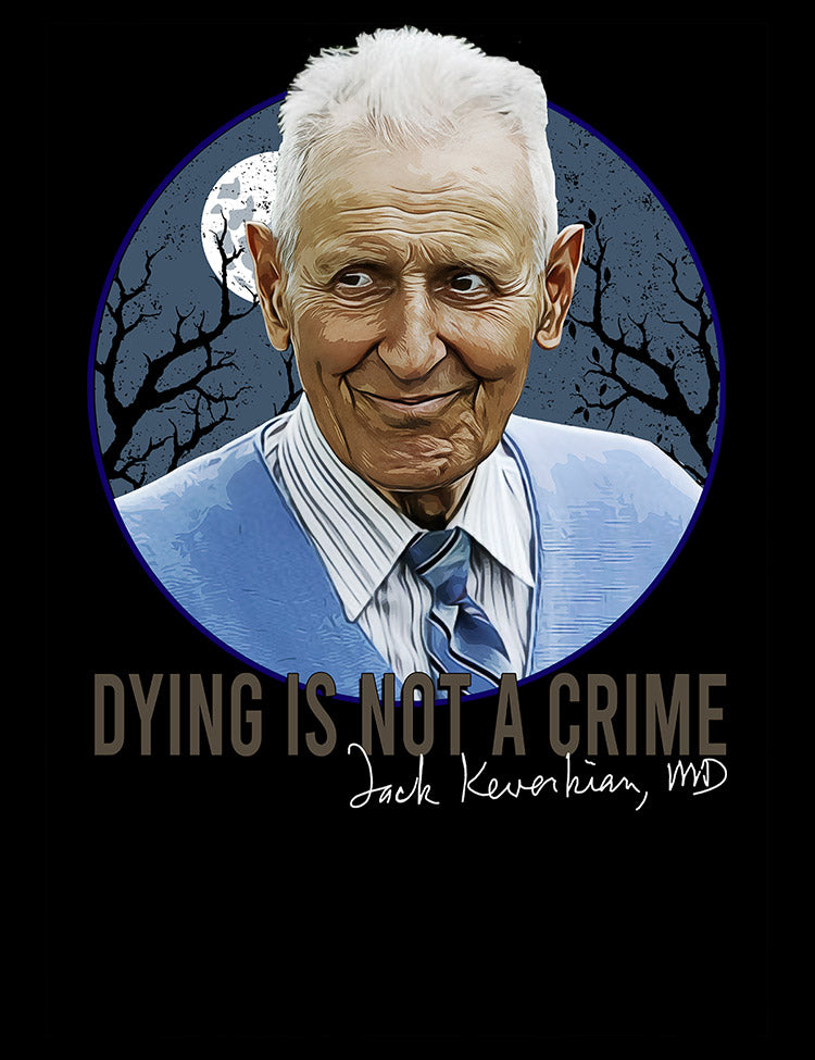 Jack Kevorkian Dr Death graphic T-shirt inspired by the assisted dying debate