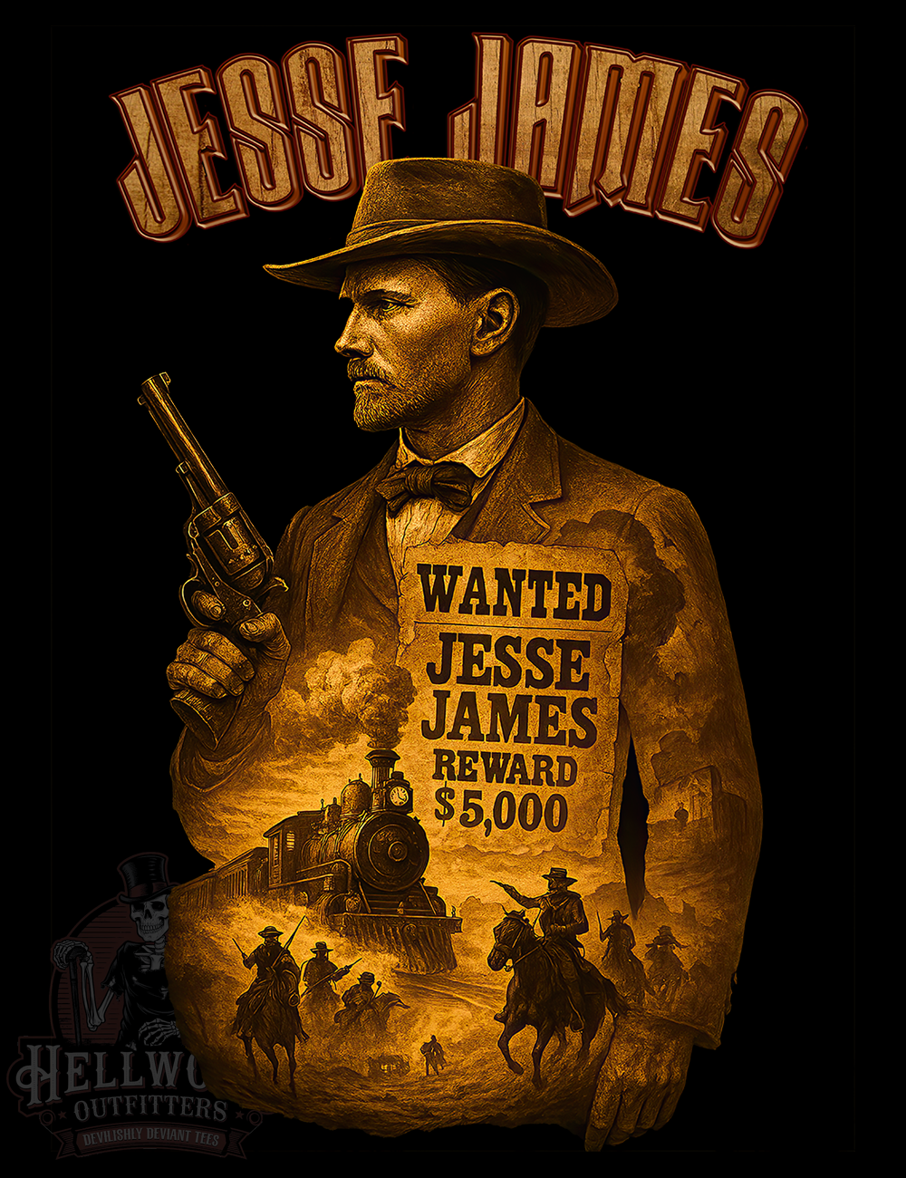 Western legend Jesse James tribute apparel
