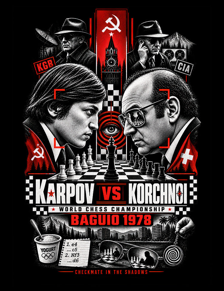 Anatoly Karpov and Viktor Korchnoi Cold War chess graphic T-shirt