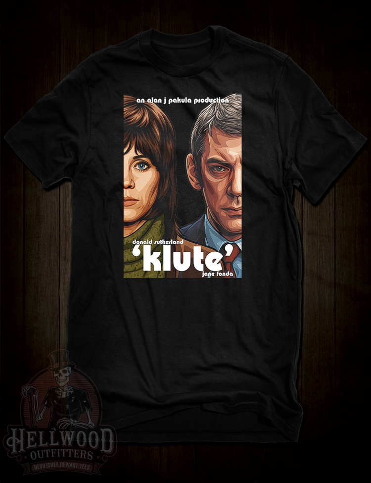 Klute movie poster style t-shirt design