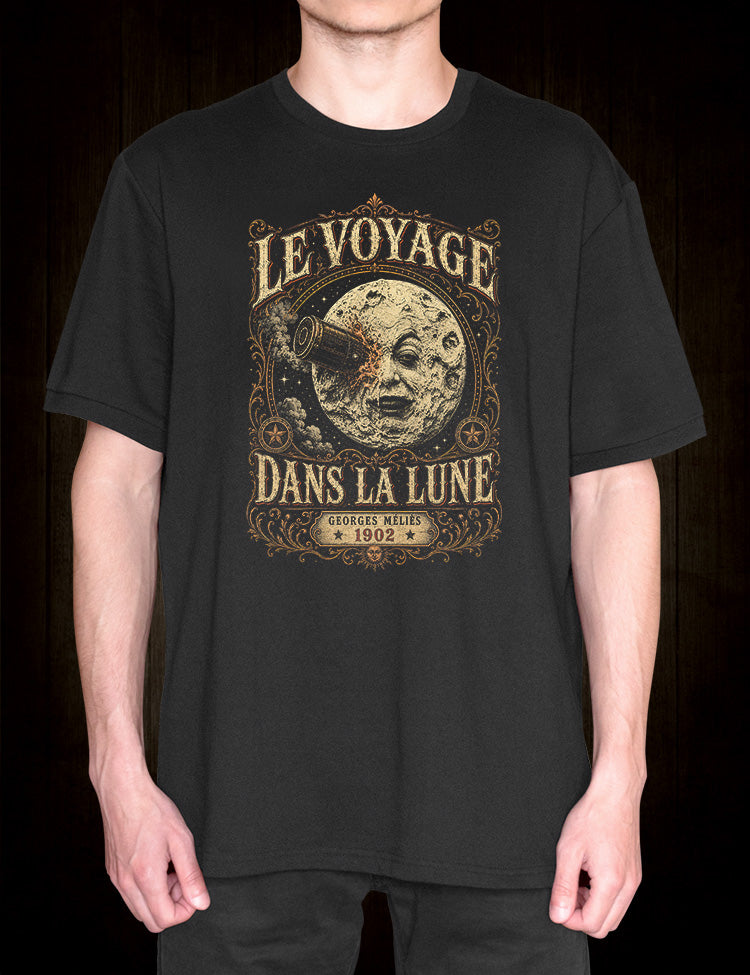 A Trip to the Moon cult film tee with 1902 celestial artwork